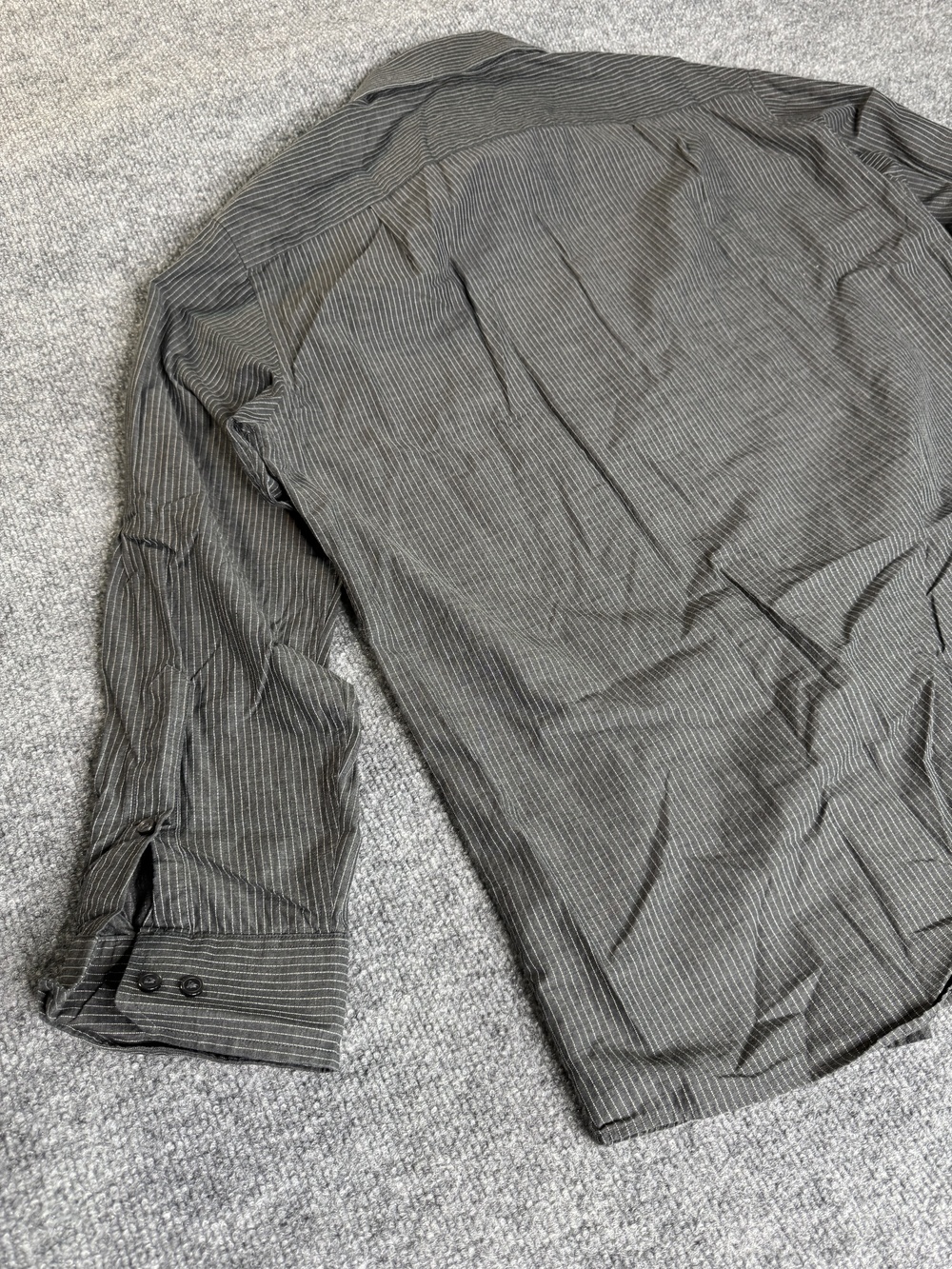 BCBGMAXAZRIA Shirt Mens L Gray Pinstripe Long Sleeve Button Up Modern Fit - Picture 12 of 14